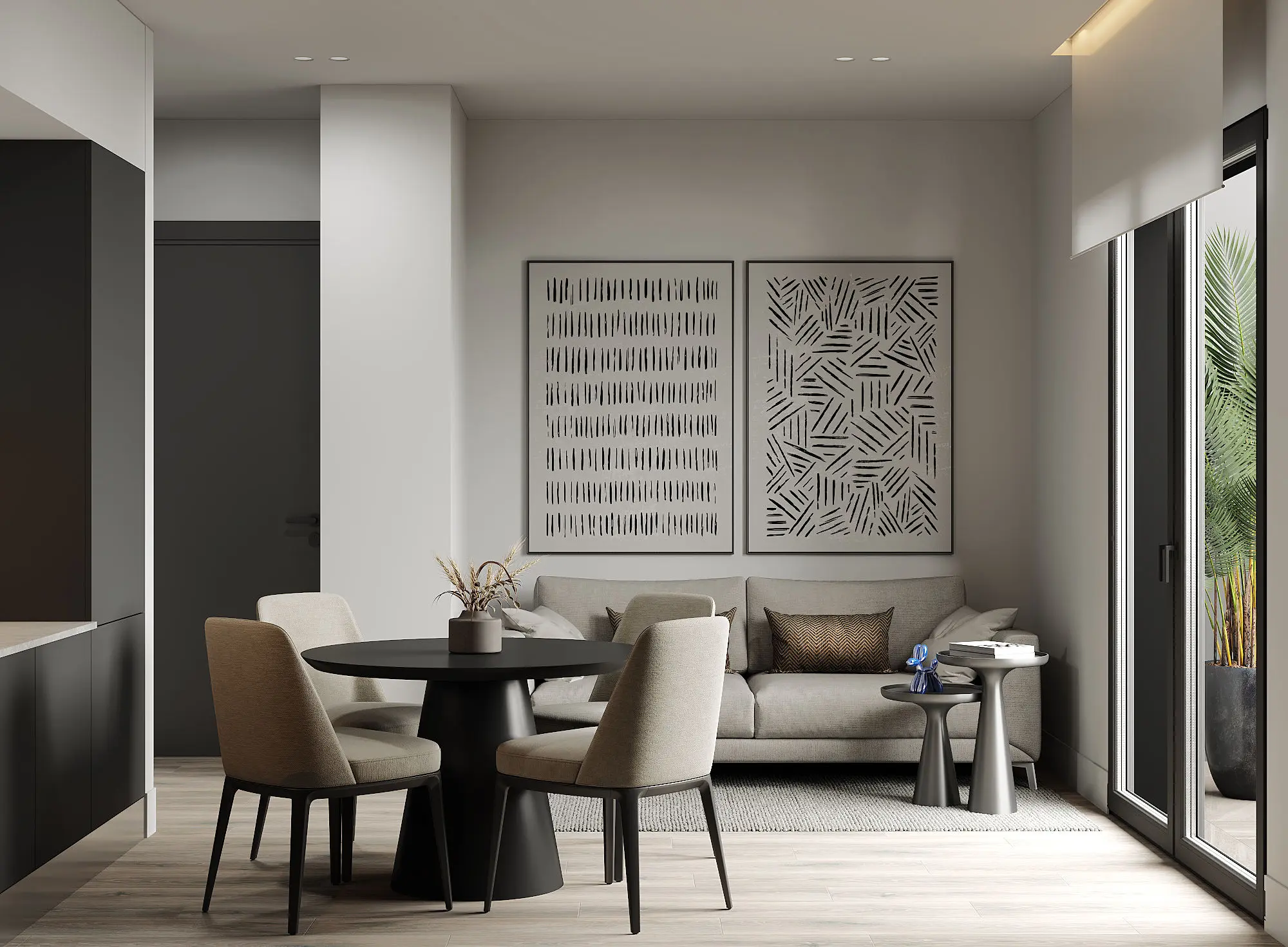 Zona giorno di design in un appartamento di lusso AZULIS a Olbia, Sardegna