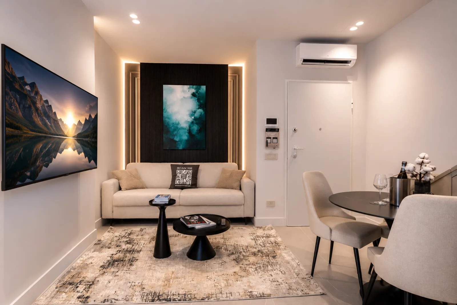 AZULIS Delle Terme Suite 1: zona living open space con smart TV